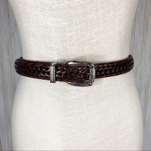 Vintage Fossil brown leather braided belt size XL